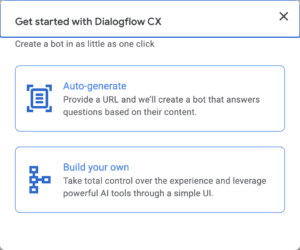 Building firts agent in DialogflowCX