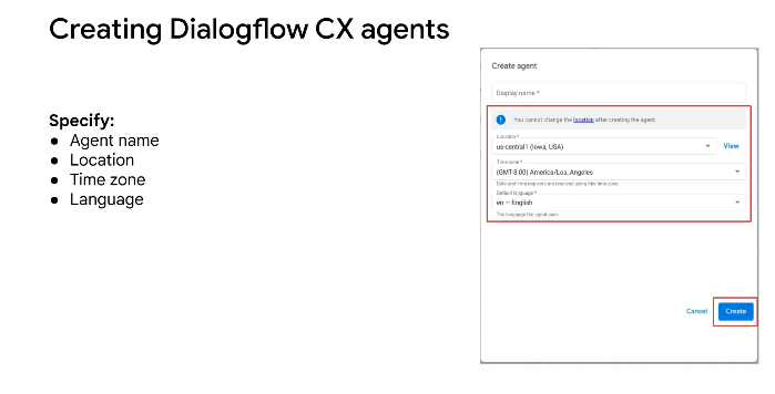 Creating DialogflowCX Agent