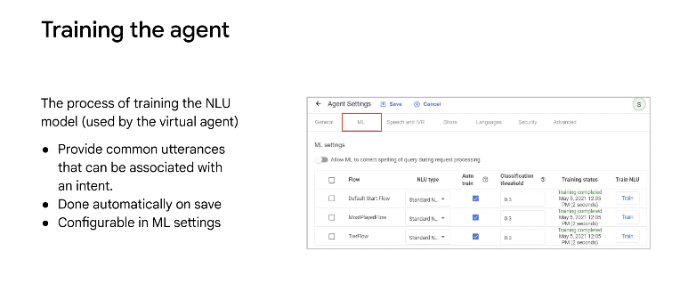 Training Agents in the DialogflowCX UI