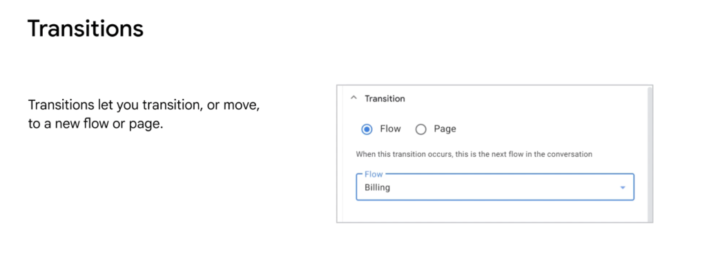 Transitions in DialogflowCX