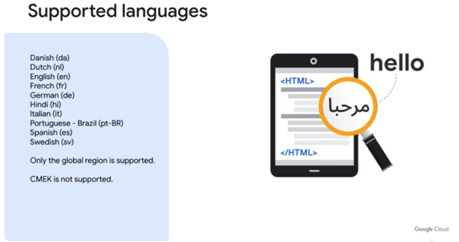 Supported languages in DialogflowCX